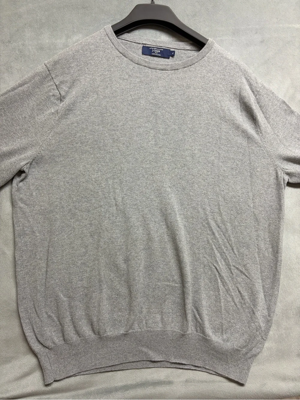 J Crew Sweater Mens XL Gray Cotton Cashmere Crewneck Knit Pullover Preppy